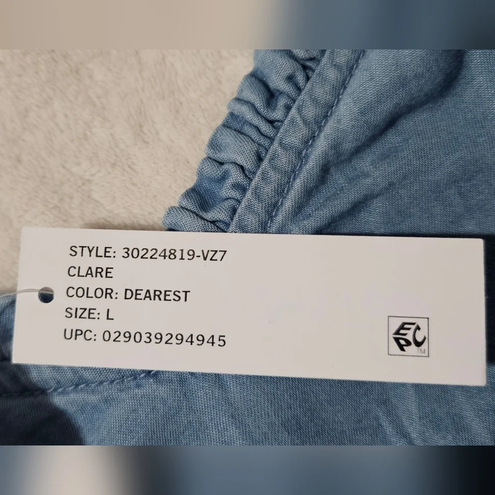 NWT Jessica Simpson Cropped Spaghetti Strap W/ Shell Detail Denim Top; Size L - Picture 8 of 12